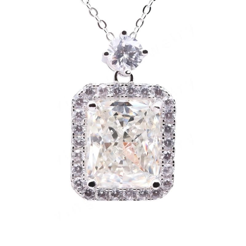 Crushed Ice Cubic Zirconia 925 Sterling Silver Colorful Pendant Necklace-for Wedding or Gift