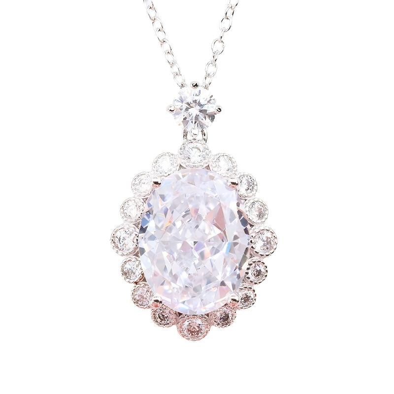Crushed Ice CZ 925 Sterling Silver Fashion Jewelry Pendant Necklace