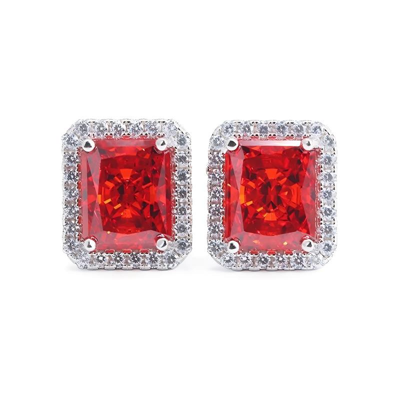 Luxury High-Carbon Diamond CZ S925 Radiant Stud Earrings Ice Crushed Cubic Zirconia Earring for Jewelry