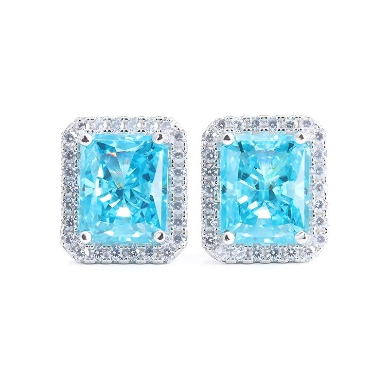 Luxury High-Carbon Diamond CZ S925 Radiant Stud Earrings Ice Crushed Cubic Zirconia Earring for Jewelry