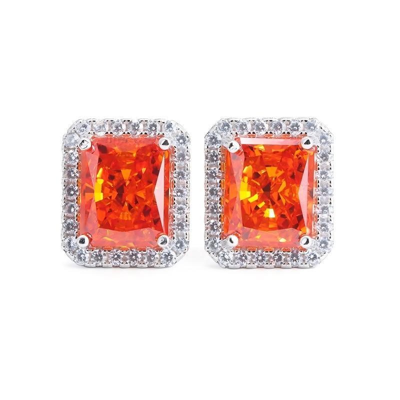 Luxury High-Carbon Diamond CZ S925 Radiant Stud Earrings Ice Crushed Cubic Zirconia Earring for Jewelry