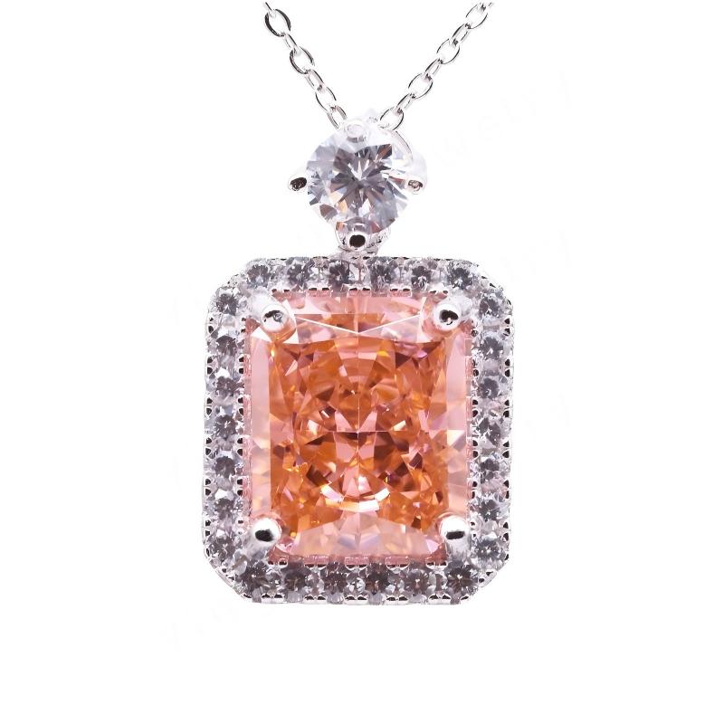 Crushed Ice Cubic Zirconia 925 Sterling Silver Colorful Pendant Necklace-for Wedding or Gift