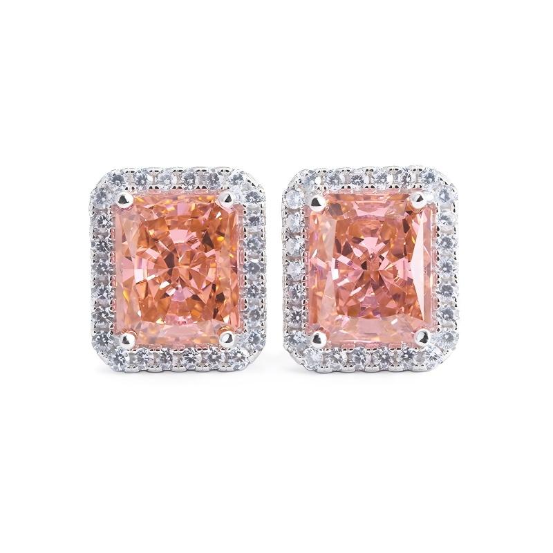 Luxury High-Carbon Diamond CZ S925 Radiant Stud Earrings Ice Crushed Cubic Zirconia Earring for Jewelry