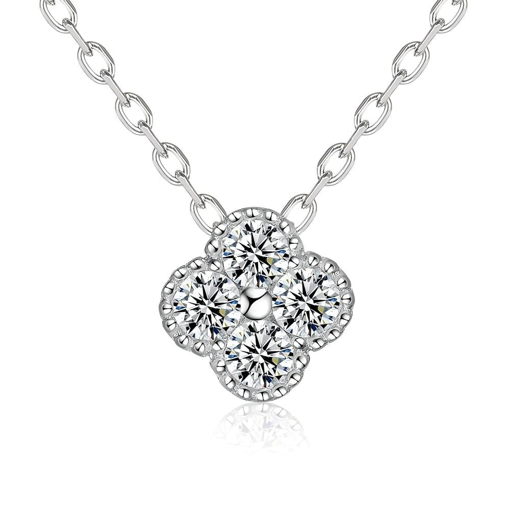 925 sterling silver four leaf clover moissanite necklace wedding