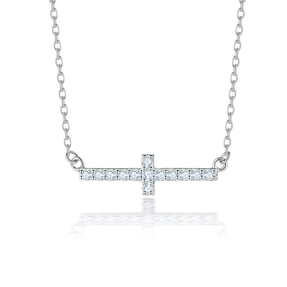 925 Sterling Silver Cross Moissanite Necklace