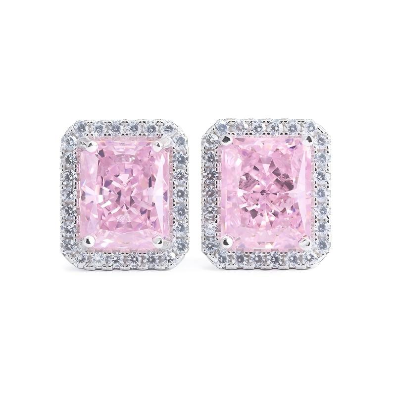 Luxury High-Carbon Diamond CZ S925 Radiant Stud Earrings Ice Crushed Cubic Zirconia Earring for Jewelry