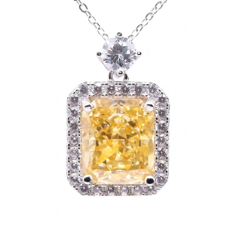 Crushed Ice Cubic Zirconia 925 Sterling Silver Colorful Pendant Necklace-for Wedding or Gift