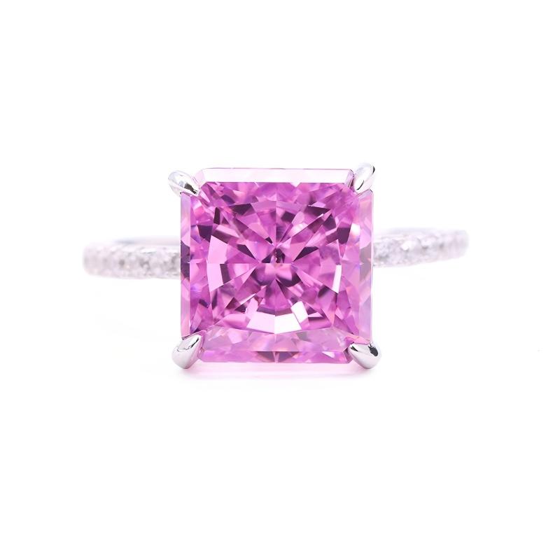 Classic Ice Crushed Radiant Cubic Zirconia 18k Gold Plated Classic CZ Silver Rings for Women