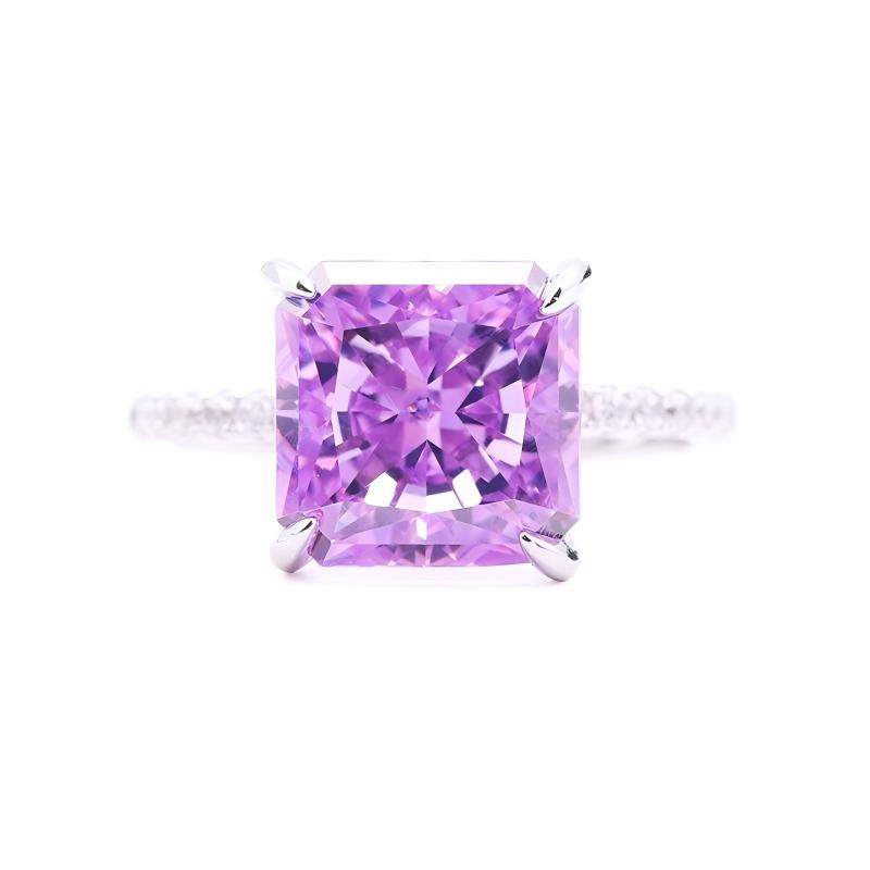 Classic Ice Crushed Radiant Cubic Zirconia 18k Gold Plated Classic CZ Silver Rings for Women