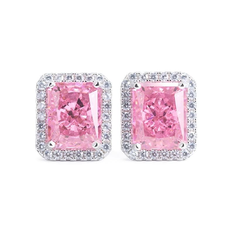 Luxury High-Carbon Diamond CZ S925 Radiant Stud Earrings Ice Crushed Cubic Zirconia Earring for Jewelry