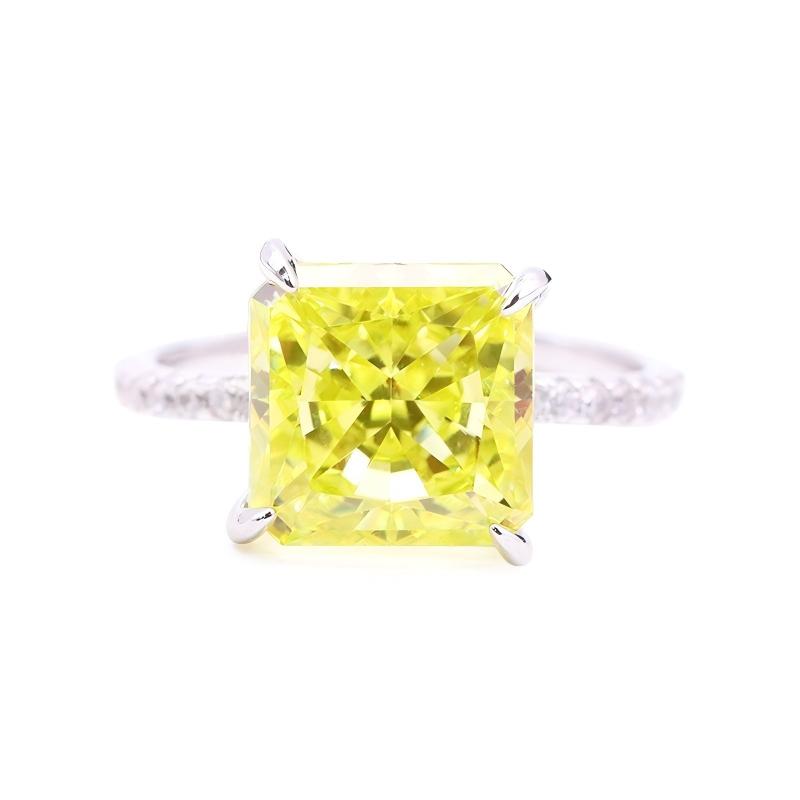 Classic Ice Crushed Radiant Cubic Zirconia 18k Gold Plated Classic CZ Silver Rings for Women