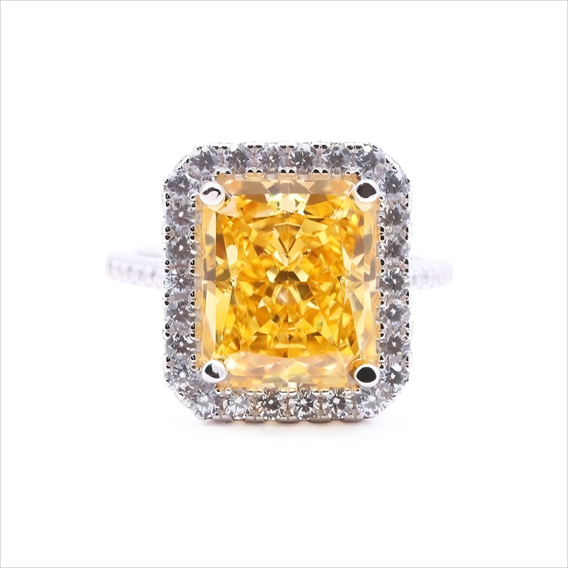 High Quality Ice Crushed Radiant Cubic Zirconia 18k Gold Plated Classic CZ Silver Rings for Women