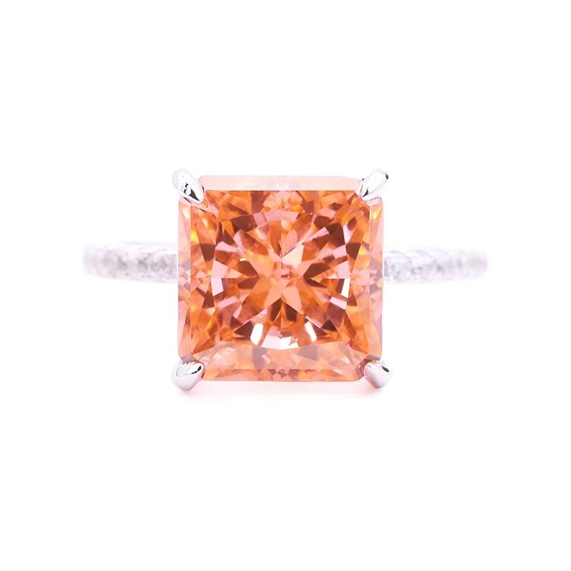 Classic Ice Crushed Radiant Cubic Zirconia 18k Gold Plated Classic CZ Silver Rings for Women