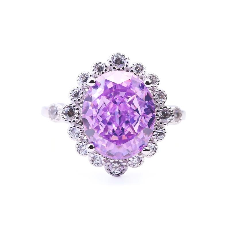 Luxury Ice Crushed Oval Cubic Zirconia 18k Gold Plated S925 CZ Silver Rings for Wedding