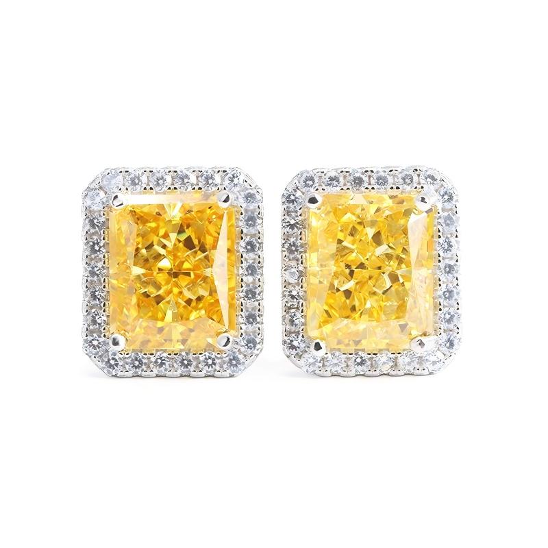 Luxury High-Carbon Diamond CZ S925 Radiant Stud Earrings Ice Crushed Cubic Zirconia Earring for Jewelry