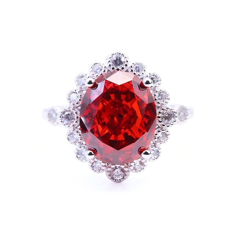 Luxury Ice Crushed Oval Cubic Zirconia 18k Gold Plated S925 CZ Silver Rings for Wedding