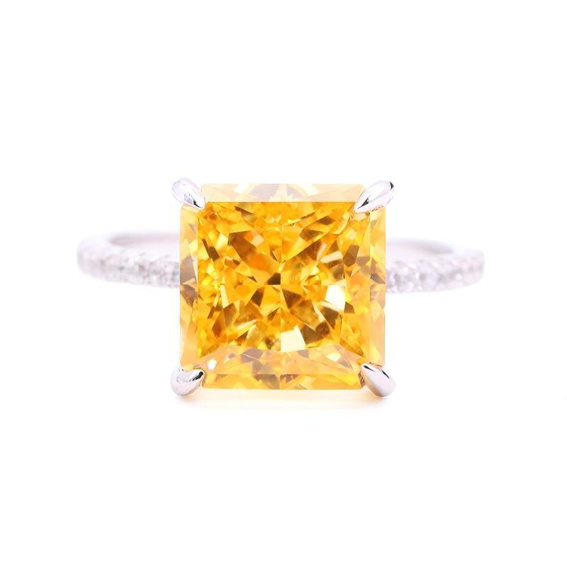 Classic Ice Crushed Radiant Cubic Zirconia 18k Gold Plated Classic CZ Silver Rings for Women