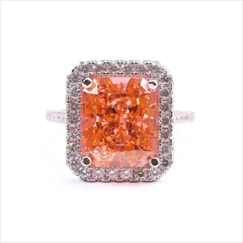 High Quality Ice Crushed Radiant Cubic Zirconia 18k Gold Plated Classic CZ Silver Rings for Women