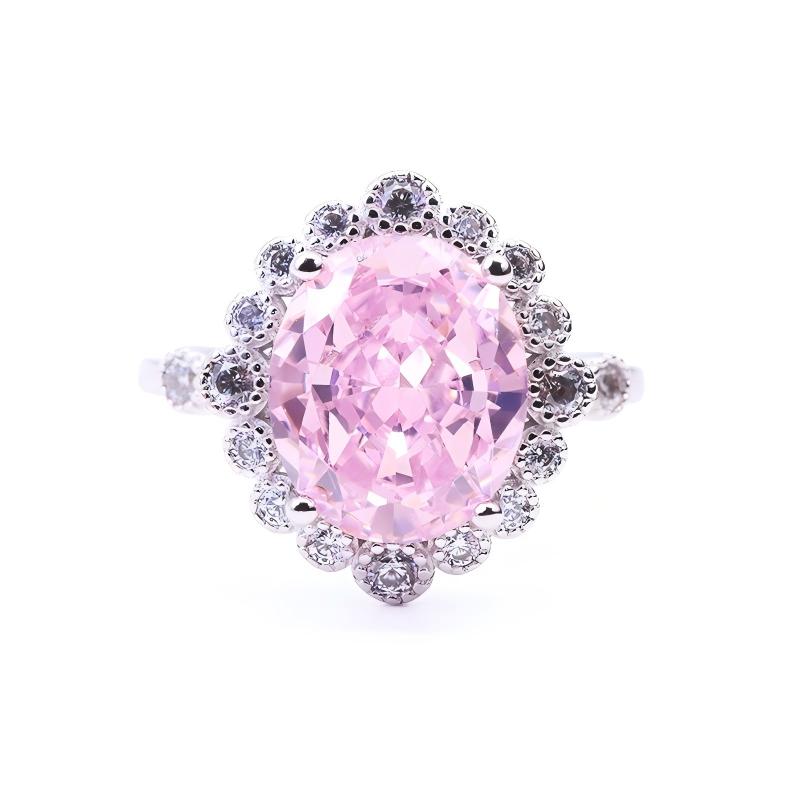 Luxury Ice Crushed Oval Cubic Zirconia 18k Gold Plated S925 CZ Silver Rings for Wedding