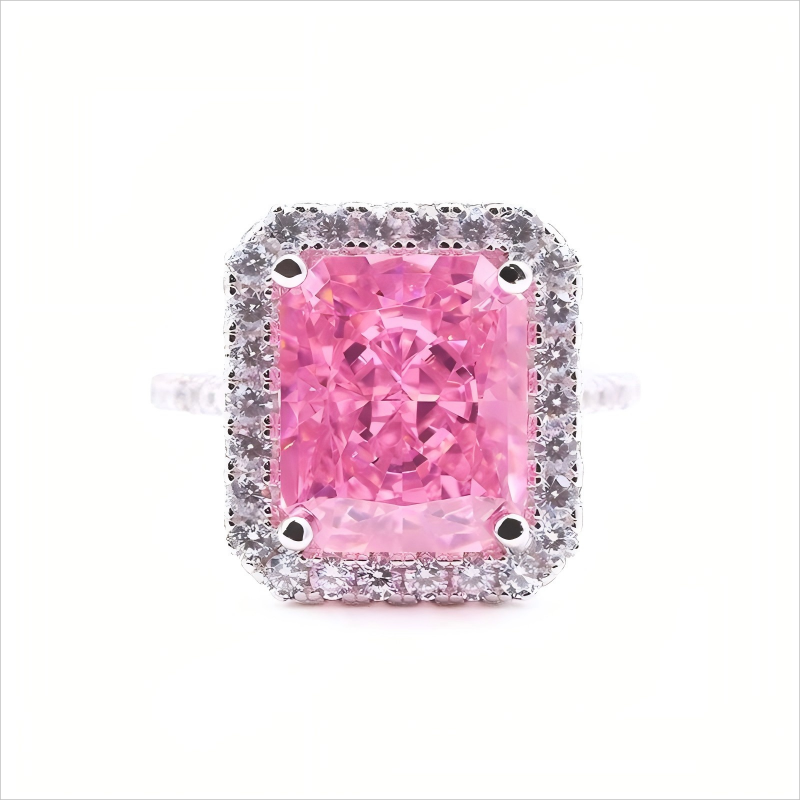 High Quality Ice Crushed Radiant Cubic Zirconia 18k Gold Plated Classic CZ Silver Rings for Women