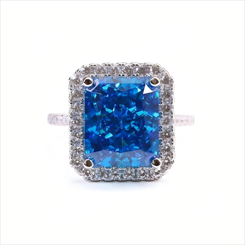 High Quality Ice Crushed Radiant Cubic Zirconia 18k Gold Plated Classic CZ Silver Rings for Women