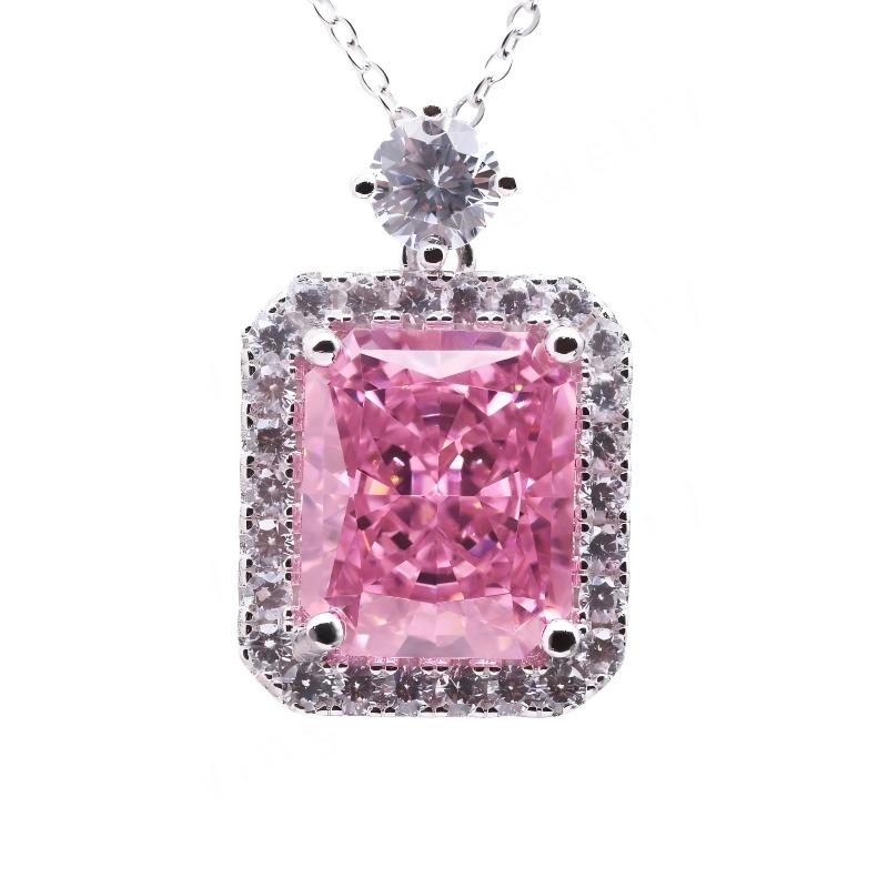 Crushed Ice Cubic Zirconia 925 Sterling Silver Colorful Pendant Necklace-for Wedding or Gift