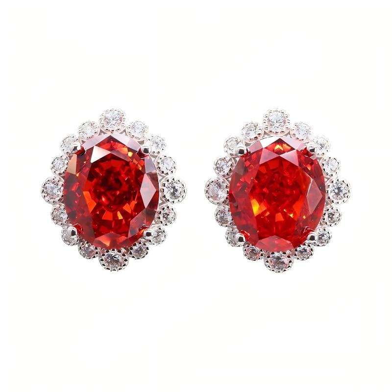 Ice Crushed Cubic Zirconia 18k Gold Plated Classic High-Carbon Diamond CZ Silver 925 Stud Earrings