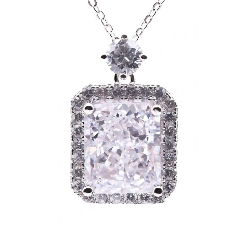 Crushed Ice Cubic Zirconia 925 Sterling Silver Colorful Pendant Necklace-for Wedding or Gift