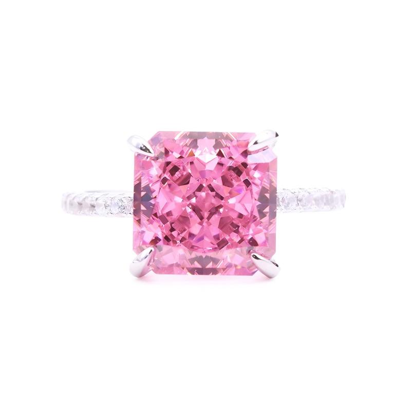 Classic Ice Crushed Radiant Cubic Zirconia 18k Gold Plated Classic CZ Silver Rings for Women