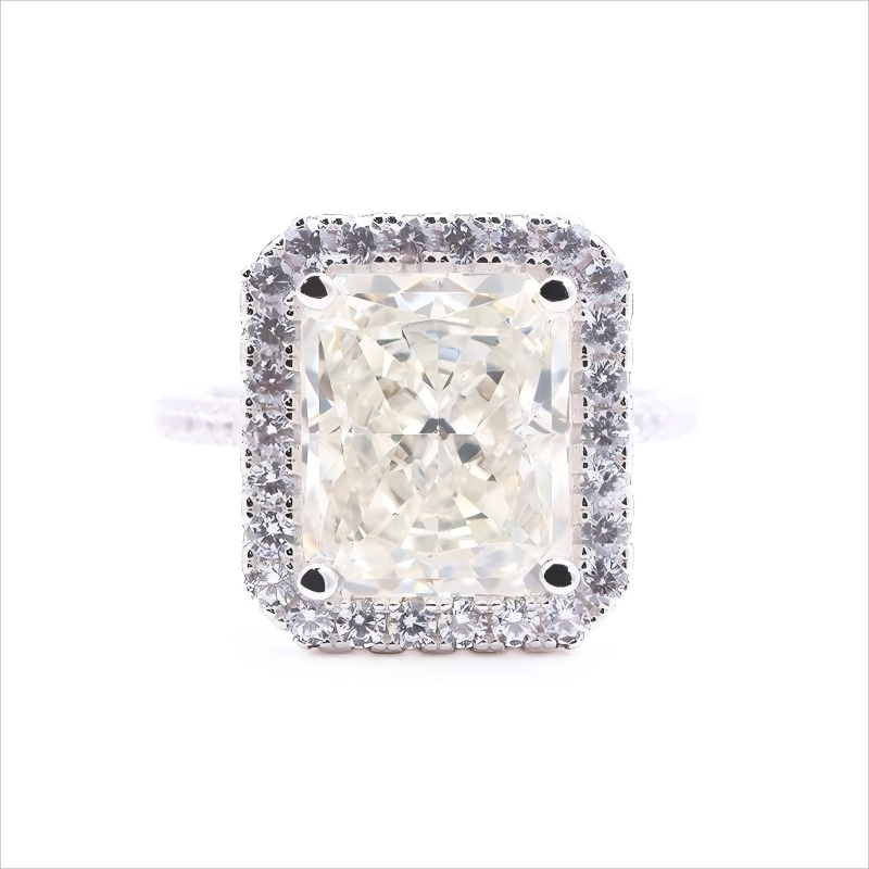 High Quality Ice Crushed Radiant Cubic Zirconia 18k Gold Plated Classic CZ Silver Rings for Women
