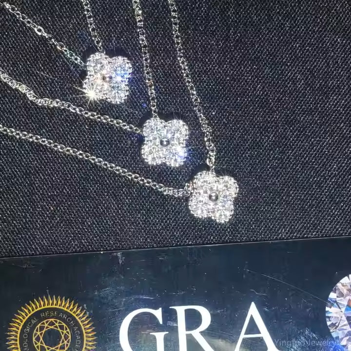 925 sterling silver four leaf clover moissanite necklace wedding