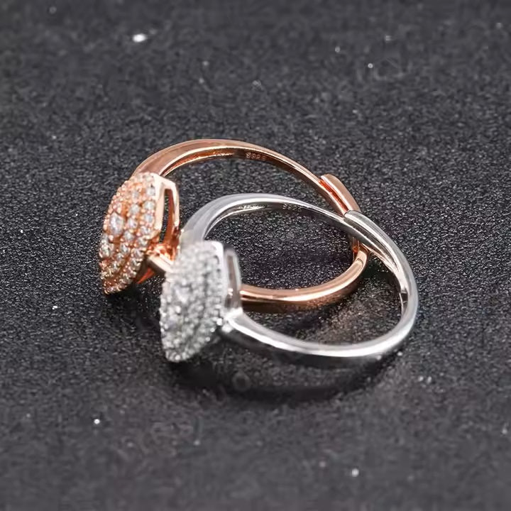 Trendy S925 18k White Gold Plated Jewelry Rings High Grade Colorless VVS Moissanite Diamond Wedding Rings