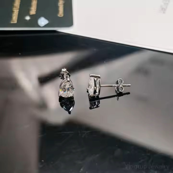 Hot Top Selling Pass Diamond Tester Fine Jewelry 925 Silver Pear 5x7mm Earrings VVS Moissanite Stud Earrings