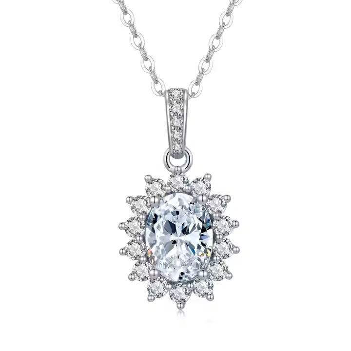Oval 6x8mm 1.5ct 925 Sterling Silver 18K Gold Plated Moissanite Jewelry Diamond Pendant Women's Necklace