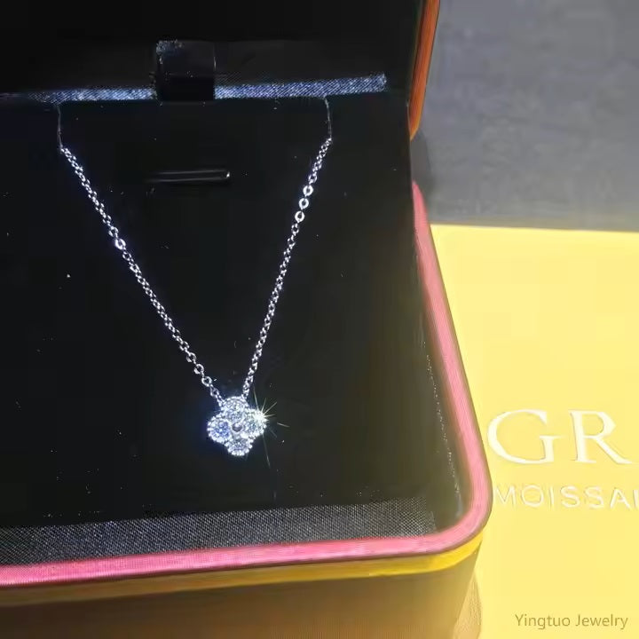 925 sterling silver four leaf clover moissanite necklace wedding