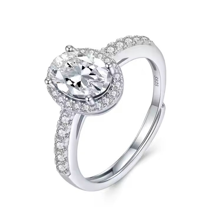 10K/14K/18K Solid Gold VVS Moissanite Engagement Rings Women 925 Silver Diamond Oval Cut Ring