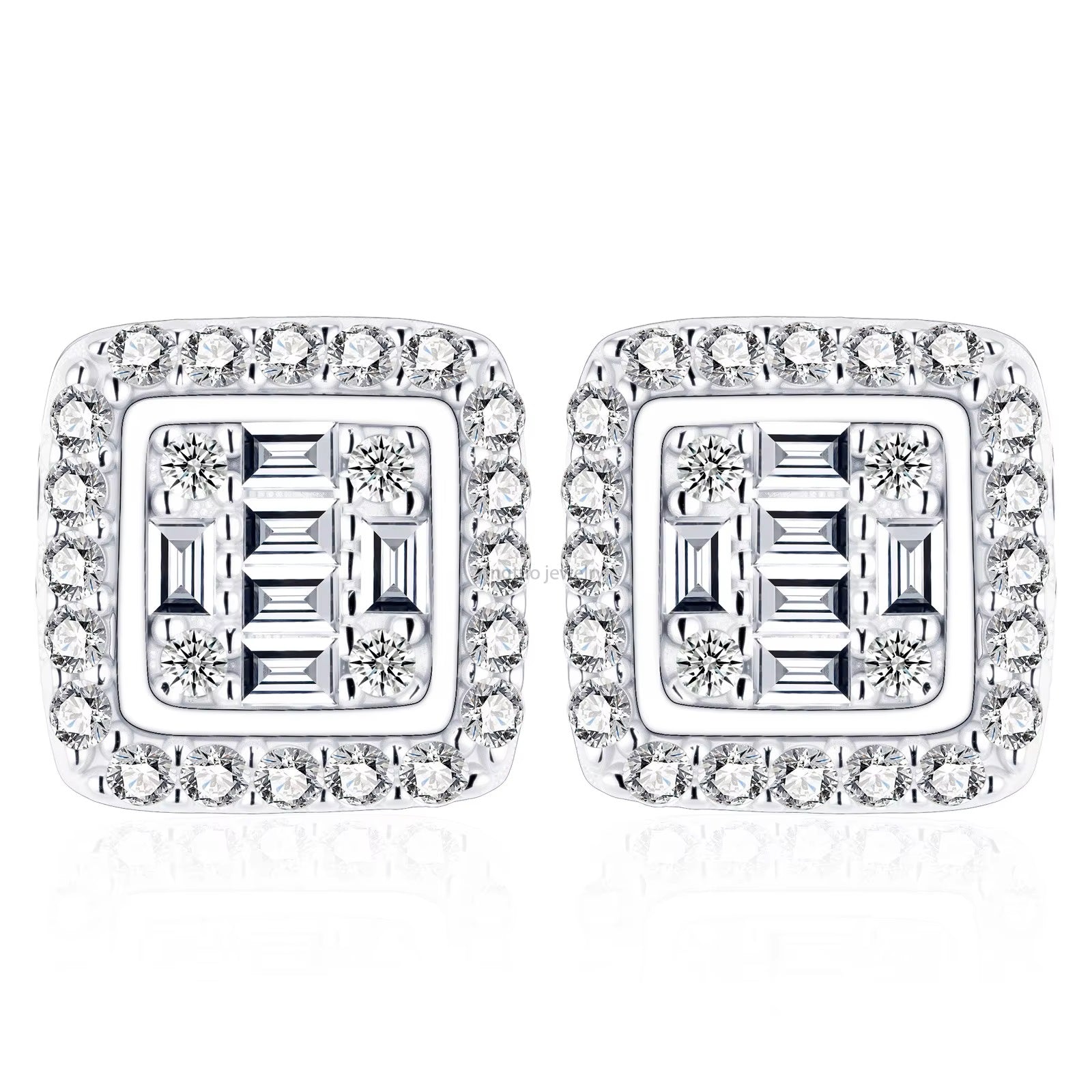 HipHop 14k 18k Gold & 925 Sterling Silver Earrings with Loose Moissanite GRA Diamond for Women for Parties