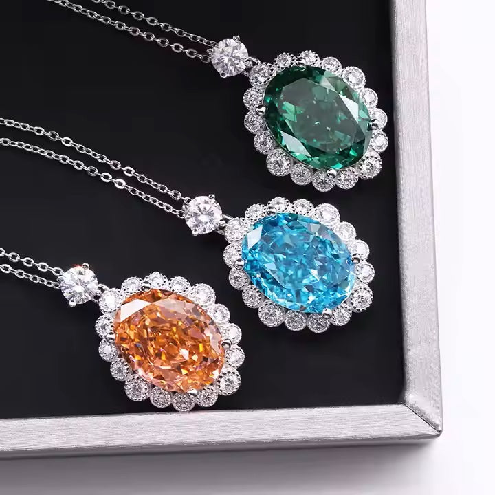 Crushed Ice CZ 925 Sterling Silver Fashion Jewelry Pendant Necklace