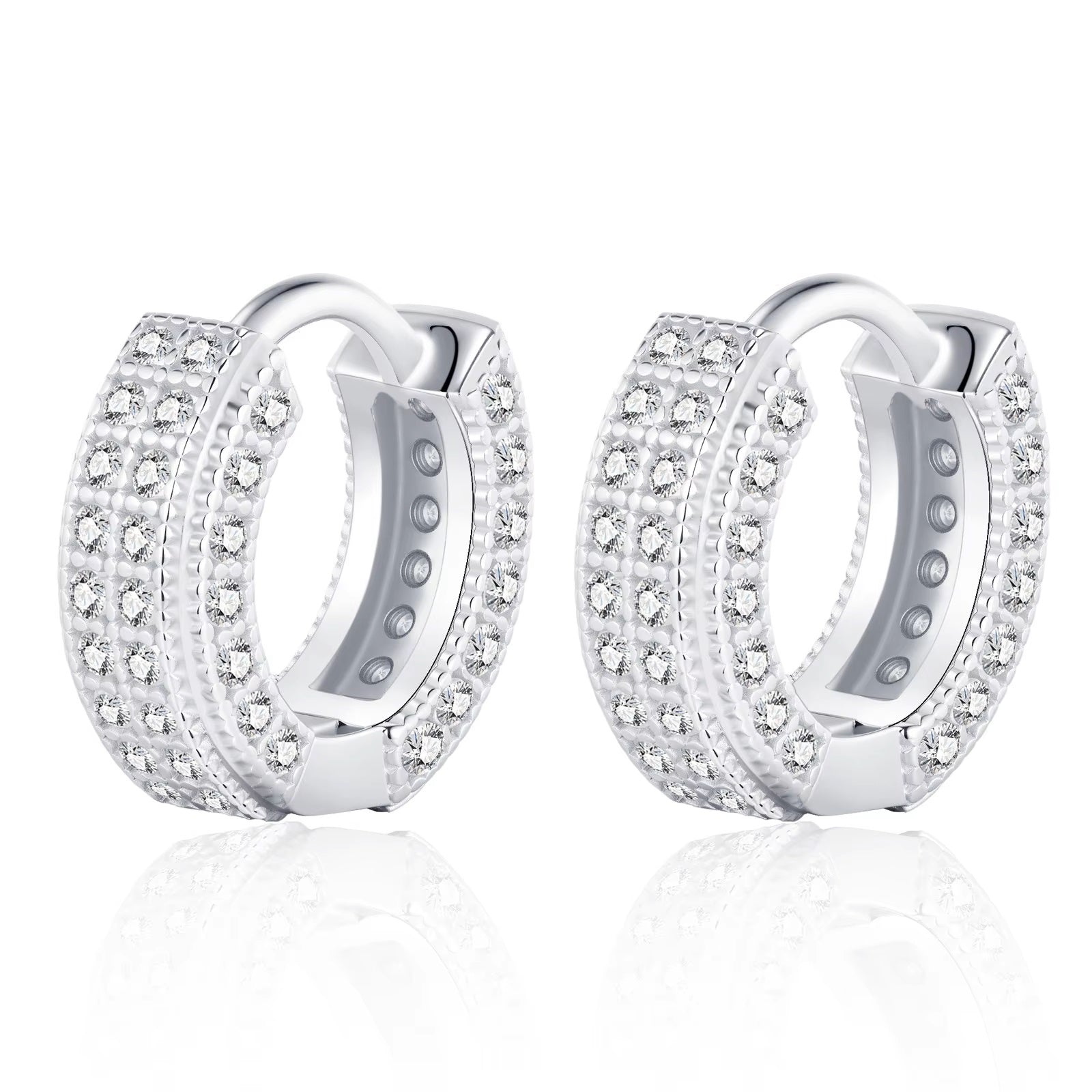 HipHop 14k 18k Gold & 925 Sterling Silver Earrings with Loose Moissanite GRA Diamond for Women for Parties