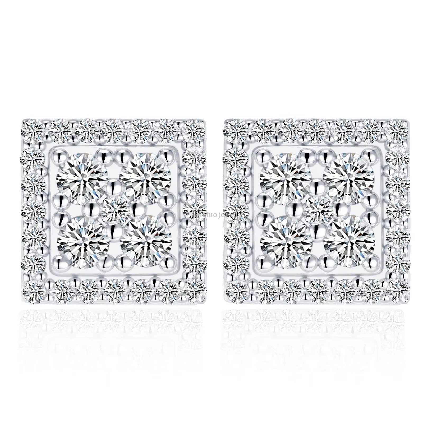 HipHop 14k 18k Gold & 925 Sterling Silver Earrings with Loose Moissanite GRA Diamond for Women for Parties