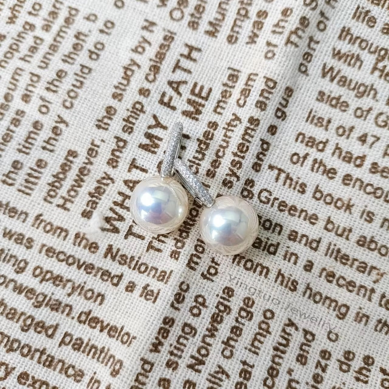 Groothandelsprijs Sterling Zilveren 925 Parel Kristallen Parel Oorbellen Met Zirkonia Steen