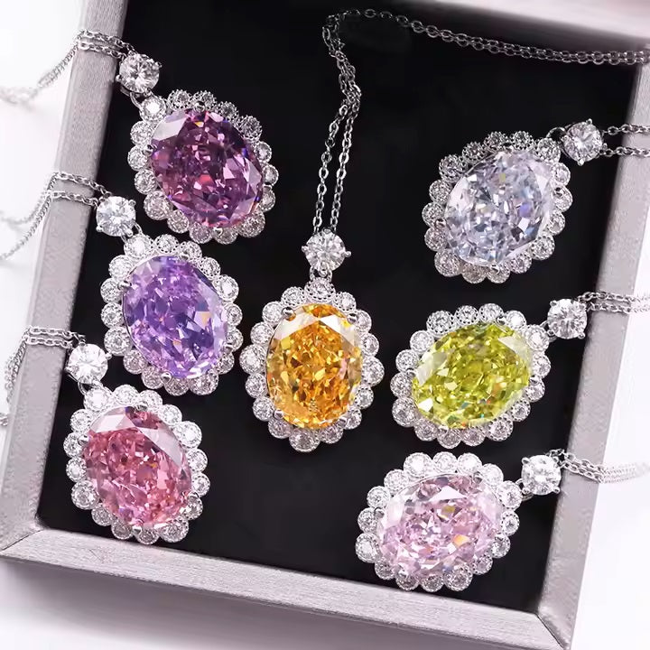 Crushed Ice CZ 925 Sterling Silver Fashion Jewelry Pendant Necklace