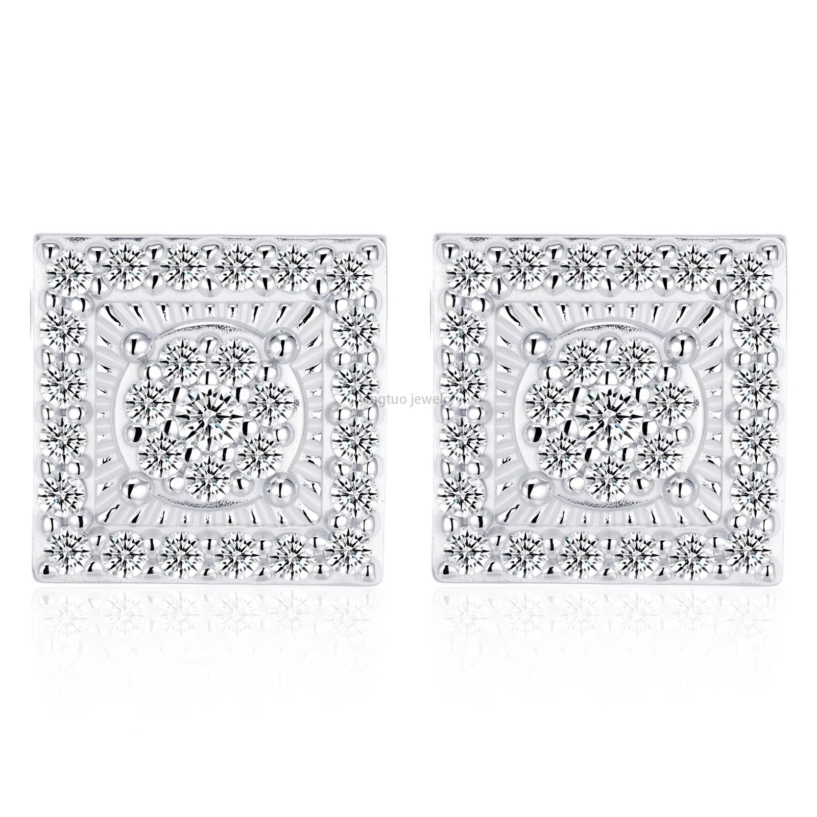 HipHop 14k 18k Gold & 925 Sterling Silver Earrings with Loose Moissanite GRA Diamond for Women for Parties