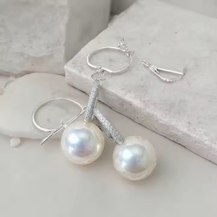 Groothandelsprijs Sterling Zilveren 925 Parel Kristallen Parel Oorbellen Met Zirkonia Steen