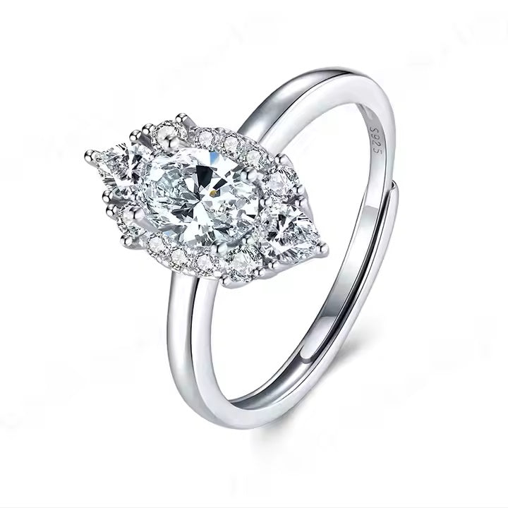 10K/14K/18K Solid Gold VVS Moissanite Engagement Rings Women 925 Silver Diamond Oval Cut Ring