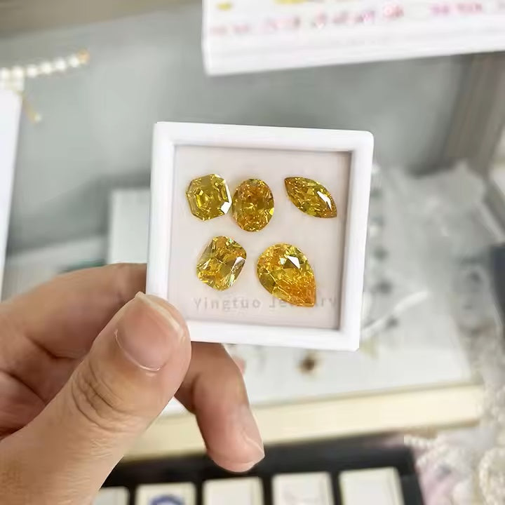 Beste Prijs Goudgele Kleur Peer Gesneden Kubieke Zirkonia Edelstenen Cz Steen