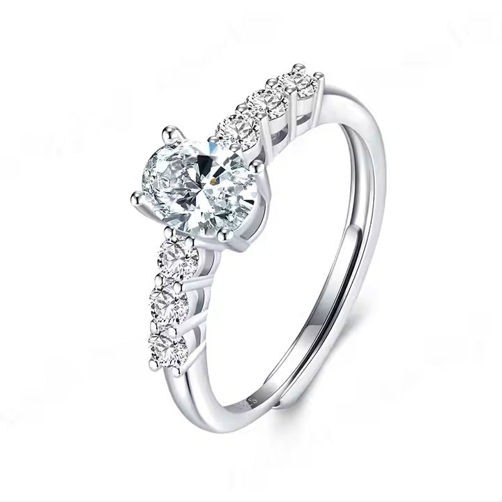 10K/14K/18K Solid Gold VVS Moissanite Engagement Rings Women 925 Silver Diamond Oval Cut Ring