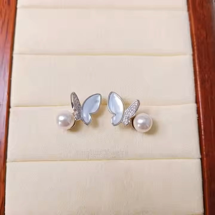Groothandel 925 Sterling Zilveren Sieraden Shell Vlinder Oorbellen 18K Vergulde Oorbel Voor Vrouwen Dropshipping