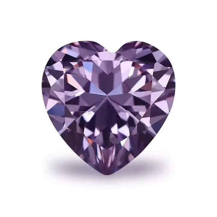 Hoge Kwaliteit Groothandel Amethist Hart Machine Gesneden Zirkonia Edelsteen Cz Steen