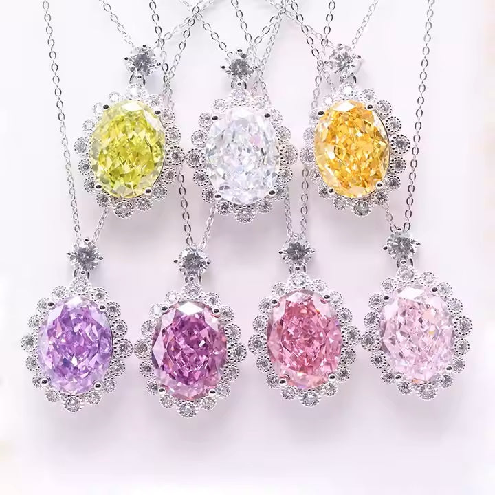 Crushed Ice CZ 925 Sterling Silver Fashion Jewelry Pendant Necklace
